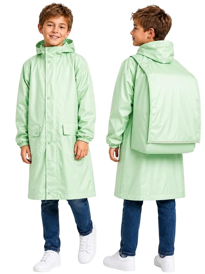 Waterproof Raincoat with School Bag Cover